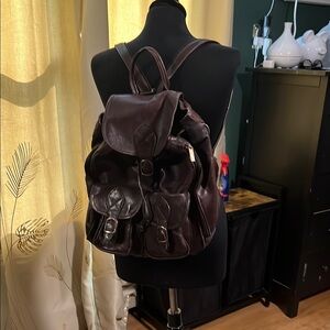 Men's Brown Leather Backpack